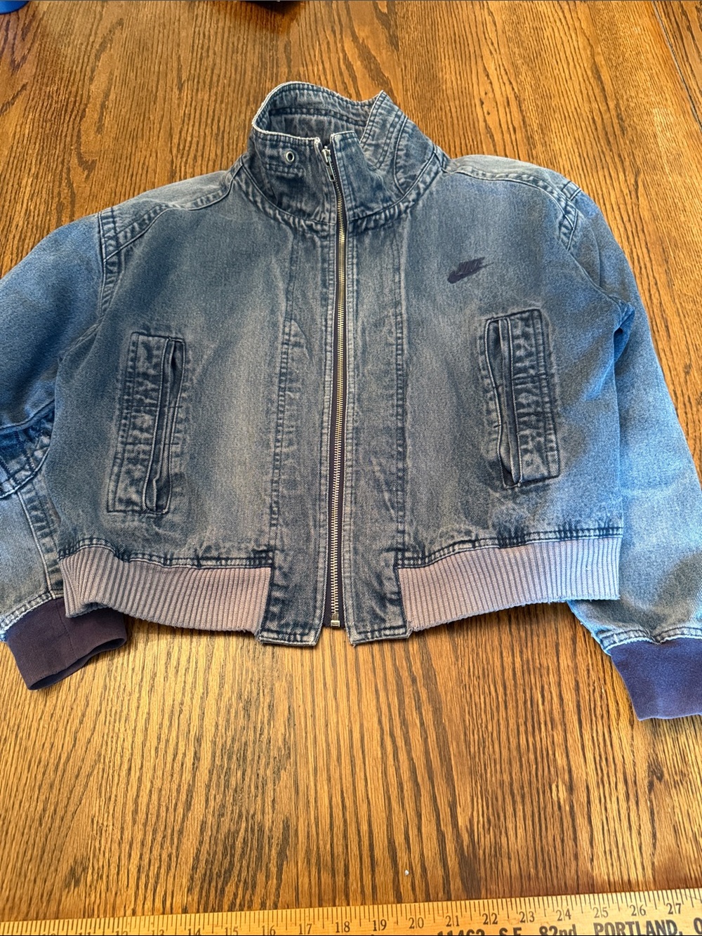 Nike vintage Challenge Court  Acid Wash Denim Bomber Jacket Agassi - Picture 16 of 16